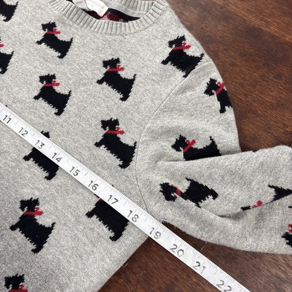 Charter Club Scottie Dog Sweater Petite M Gray Novelty Knit Preppy Classic Dogs - Picture 5 of 9